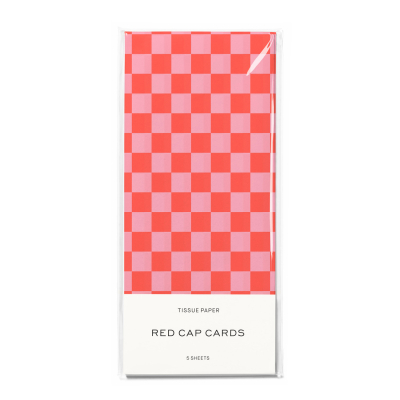 Red And Pink Checkers SPOT Tissue Paper|Red Cap Cards