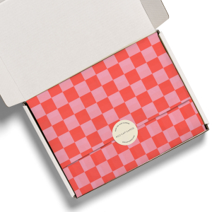 Red And Pink Checkers SPOT Tissue Paper|Red Cap Cards