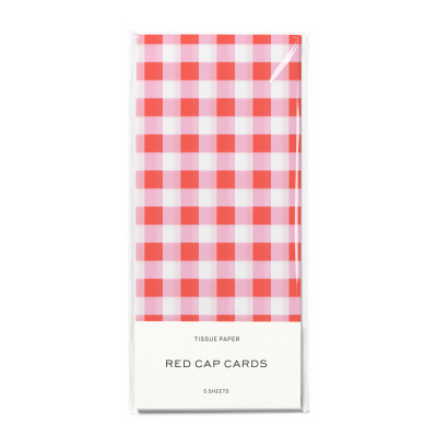 Red And Pink Gingham SPOT Tissue Paper|Red Cap Cards