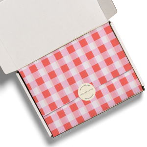 Red And Pink Gingham SPOT Tissue Paper|Red Cap Cards