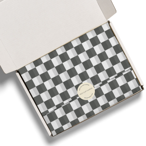 Black Checkers SPOT Tissue Paper|Red Cap Cards