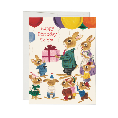 Rabbit Party Birthday Card|Red Cap Cards