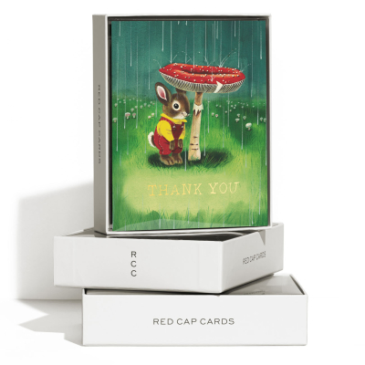 Bunny And Mushroom FOIL Thank You Boxed Set|Red Cap Cards