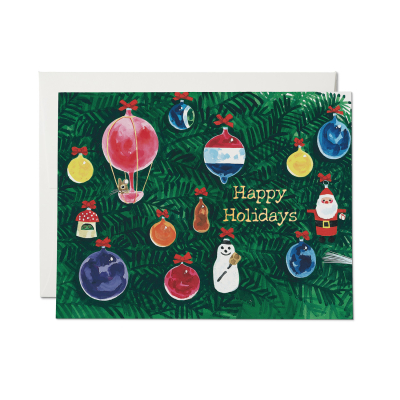 Christmas Decorations FOIL Holiday Card|Red Cap Cards