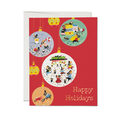 Holiday Mice FOIL Card|Red Cap Cards
