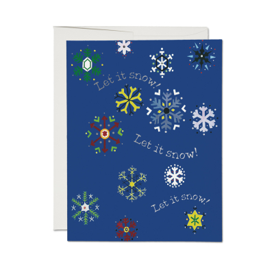 Colorful Snowflakes FOIL SPOT Holiday Card|Red Cap Cards