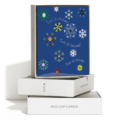 Color Snowflakes FOIL SPOT Holiday Boxed Set|Red Cap Cards