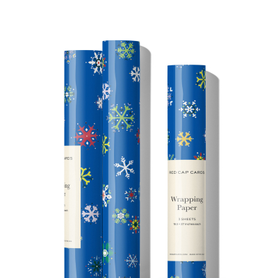 Colorful Snowflakes SPOT Holiday Wrap Roll|Red Cap Cards