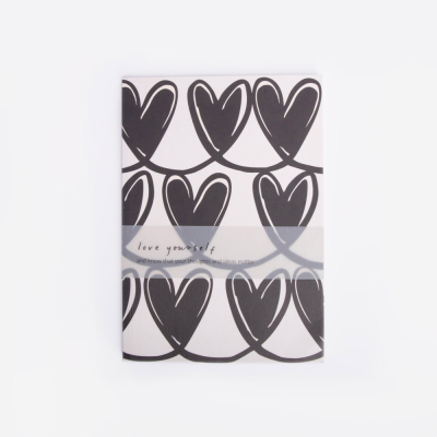 Mono Linked Hearts A5 Softback Notebook|Caroline Gardner