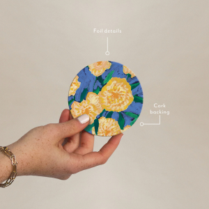 Bursts Of Marigolds Round Coaster|Seedlings