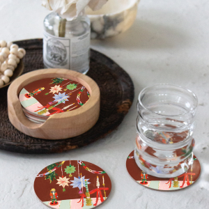 Ribbons And Fesitivities Round Coaster|Seedlings