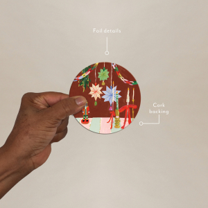 Ribbons And Fesitivities Round Coaster|Seedlings
