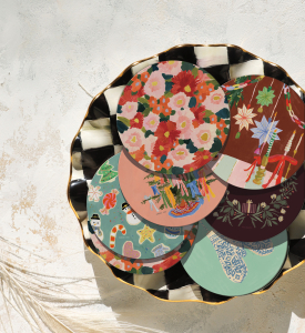 Holiday Floral Round Coaster|Seedlings