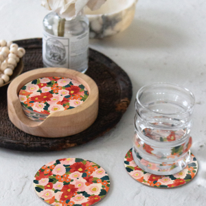 Holiday Floral Round Coaster|Seedlings