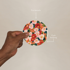 Holiday Floral Round Coaster|Seedlings