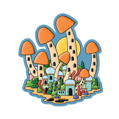 Mushroom City sticker|Red Cap Cards