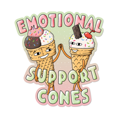 Emotional Support Cones sticker|Red Cap Cards