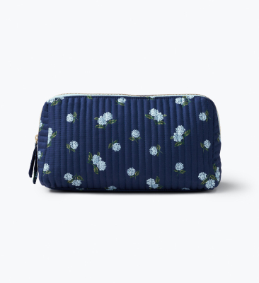 Ditsy Hydrangea Quilted Large Cosmetic Pouch|Rifle Paper
