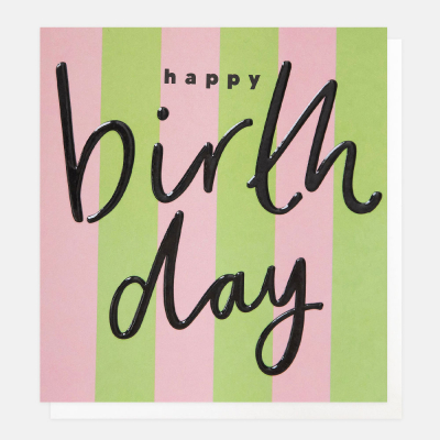 Happy Birthday Lime And Pink Stripe|Caroline Gardner
