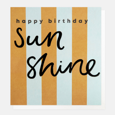 Happy Birthday Sunshine Yellow Blue Stripe|Caroline Gardner