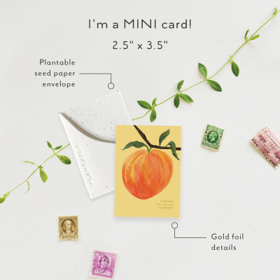 Peach Thank You Sprouts Mini Card|Seedlings