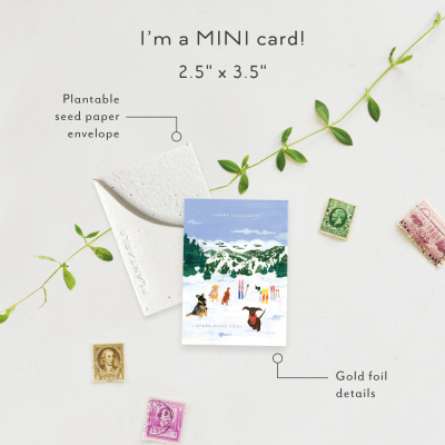 Skiing Pups Holiday Mini Card|Seedlings