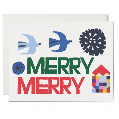 Merry Merry Holiday Card|Red Cap Cards