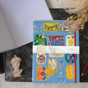 Blue Sardine Tins Three Notebook Set|Seedlings