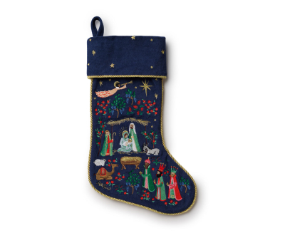 Nativity Embroidered Stocking|Rifle Paper