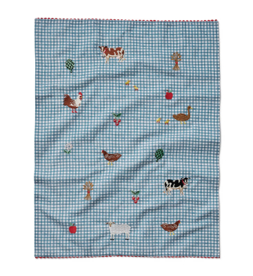 Gingham Country Farm Embroidered Tea Towel|Rifle Paper