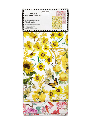 TEA TOWEL Yellow Butterflies