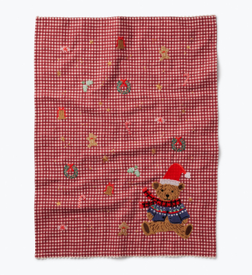Christmas Bear Embroidered Tea Towel|Rifle Paper