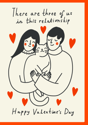 Three Of Us Valentines Cat