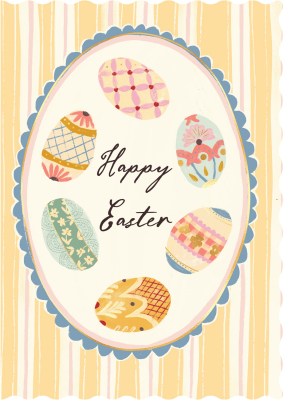 Happy Easter Yellow Stripes