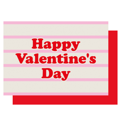 Happy Valentines Day Pink Stripe