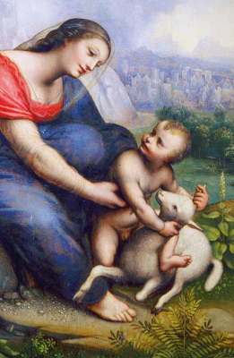 MINI CARD Virgin And Child With Lamb