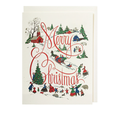 Merry Christmas Village Scene