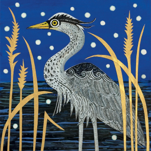 BOX SML SQ Heron In The Snow