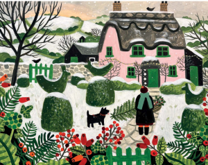 BOX REC Pink Cottage And Topiary