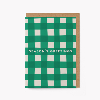 Seasons Greetings Green Checkers