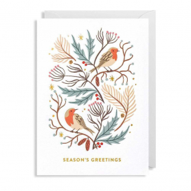 Seasons Greetings Illustrative Robins