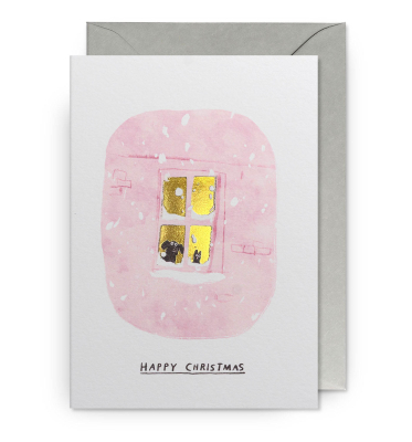 Snowy Window Cat And Dog