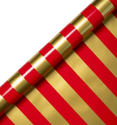 ROLL WRAP Red And Gold Stripe Foiled