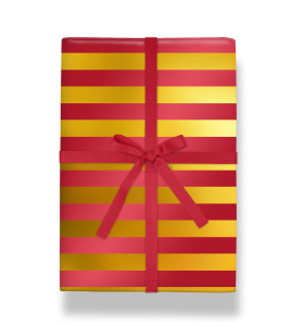 ROLL WRAP Red And Gold Stripe Foiled