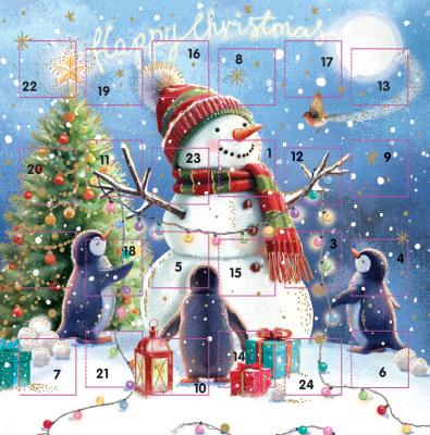 ADVENT CARD Snowman Happy Christmas
