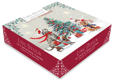 BOX MED SQ Christmas Dogs In Festive Cheer Deluxe