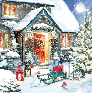 BOX LRG SQ Christmas At Home Scenes Deluxe