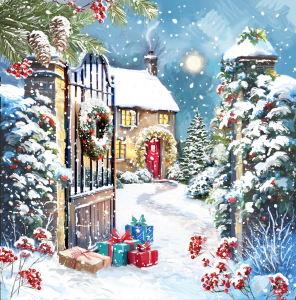 BOX LRG SQ Christmas At Home Scenes Deluxe