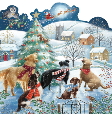 BOX LRG SQ Christmas Puppies At Play Premium Die