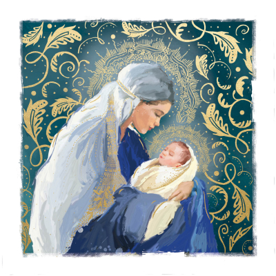 BOX LRG SQ The Virgin Mary Christmas Nativity Premium